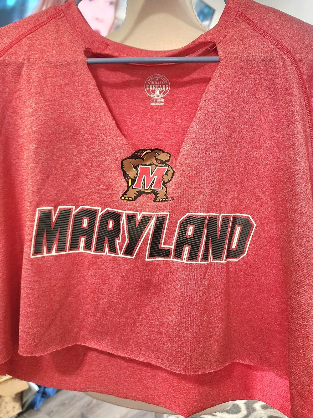 Rivalry Threads Red Maryland Terrapins Cropped V-Neck Top Sz LRG New No Tags